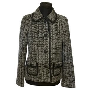 Pendleton Tweed Jacket Women’s 6 Black White Button Front Blazer